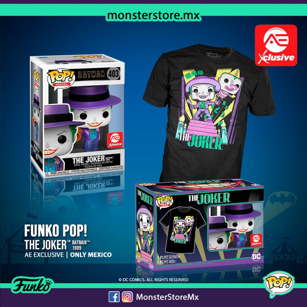 Funko POP! Joker 1989 (Metallic) #403 & Tee Exclusive Mexico